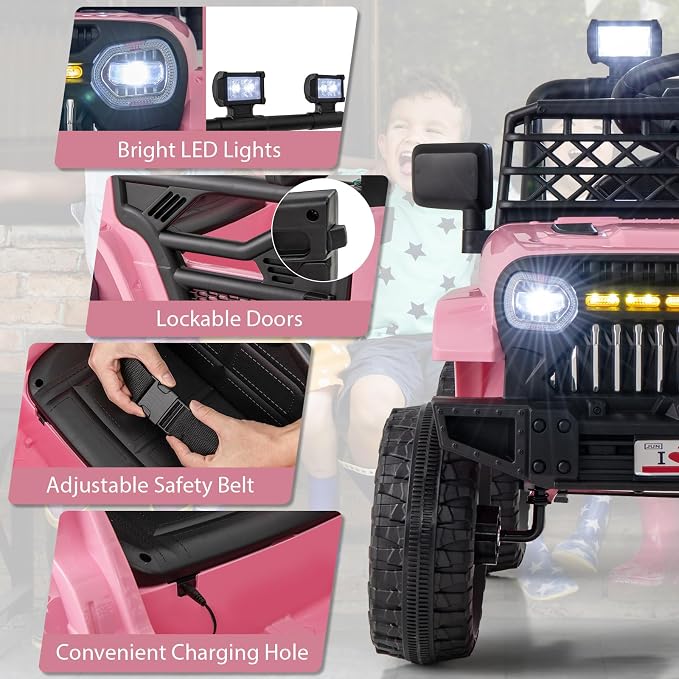 Costzon Kids Ride On Truck, 12V Battery Powered Electric Vehicles w/Remote - Image 7