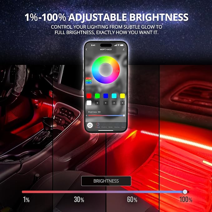 OPT7 Aura DreamColor RGB-IC Car Interior Ambient Light, Color Chasing Light Kit - Image 6