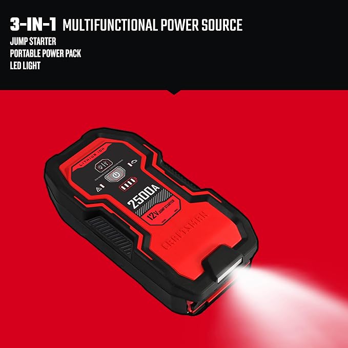 CRAFTSMAN Lithium Jump Starter and Portable Power Pack, CMXCESM262, 2.4 Amp USB - Image 4