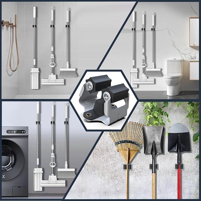 3-H Mop and Broom Holder Wall Mount 25 Pack, Broom Hanger Wall Mount - Image 2