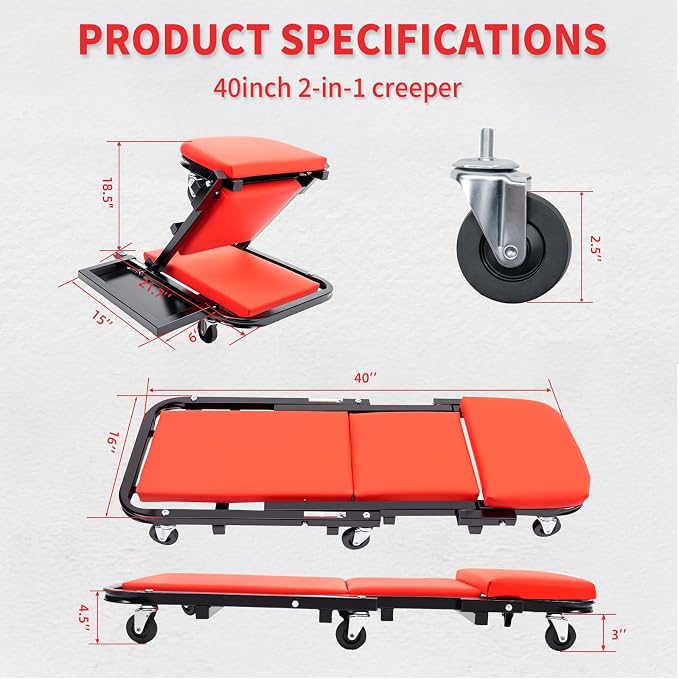 Mechanic Creeper 40 inches 2-in-1 Mode Z Seat - Image 3