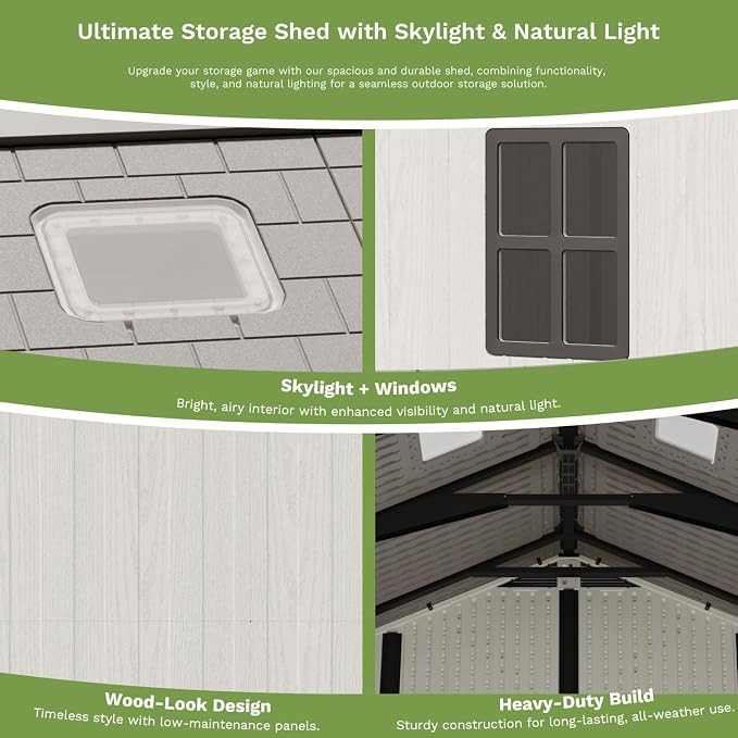 Patiowell 10 x 8 FT Outdoor Storage Shed, Plastic Shed - Image 7