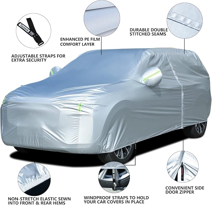 Tecoom Light Shell Waterproof UV-Proof Windproof Car Cover Classic Zipper Design - Image 5