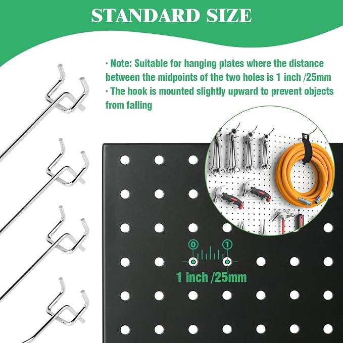 60Pcs 2" 4" 6" 8" Pegboard Hooks Assortment Set, Metal Peg Board Hooks - Image 5