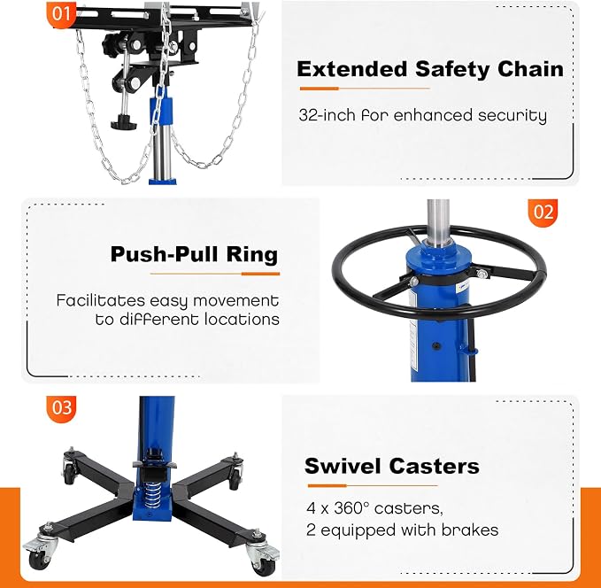 Transmission Jack, 2-Stage Hydraulic Telescopic Jacks, Lifts 34"-68", - Image 5