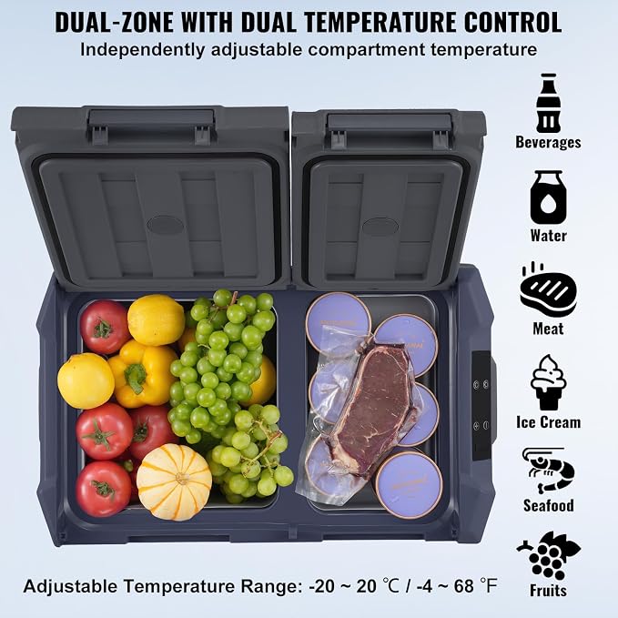 VEVOR NLS35, 12 Volt Car Refrigerator Fridge, 25Liter Dual Zone Portable Freezer - Image 3