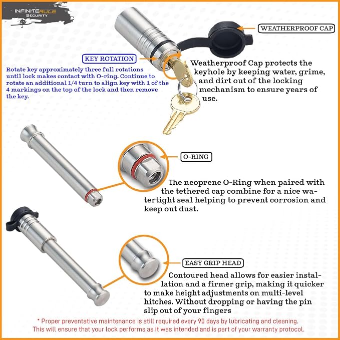 61673 | 3 Pack, Keyed Alike, Receiver Locks - Image 5