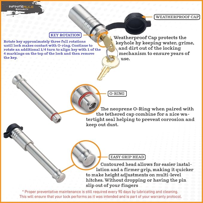 61673 | 3 Pack, Keyed Alike, Receiver Locks - Image 6