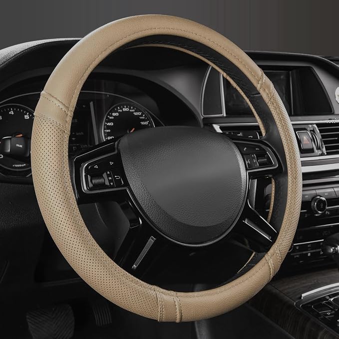Car Pass Classical Leather Automotive Universal Steering Wheel Covers, by CARPASS
