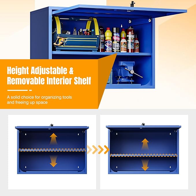 Metal Wall Storage Cabinet 22'' Tall Wall-Mounted Steel Garage Cabinet - Image 4