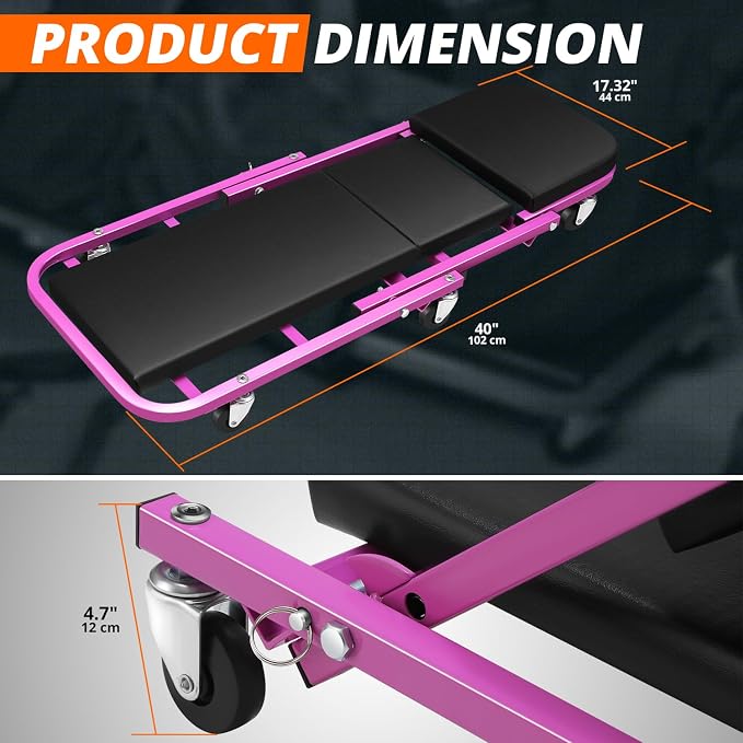 DNA MOTORING 40 Inches Folding 2 in 1 Rolling Z Creeper, Adjustable Roller - Image 5