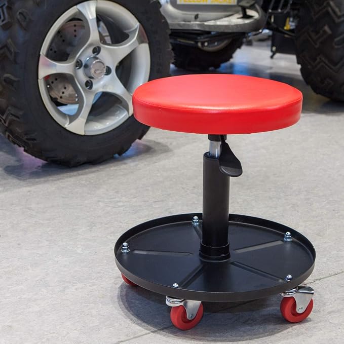 Big RED Creeper Garage/Shop Seat: Heavy Duty Rolling Pneumatic Padded - Image 2
