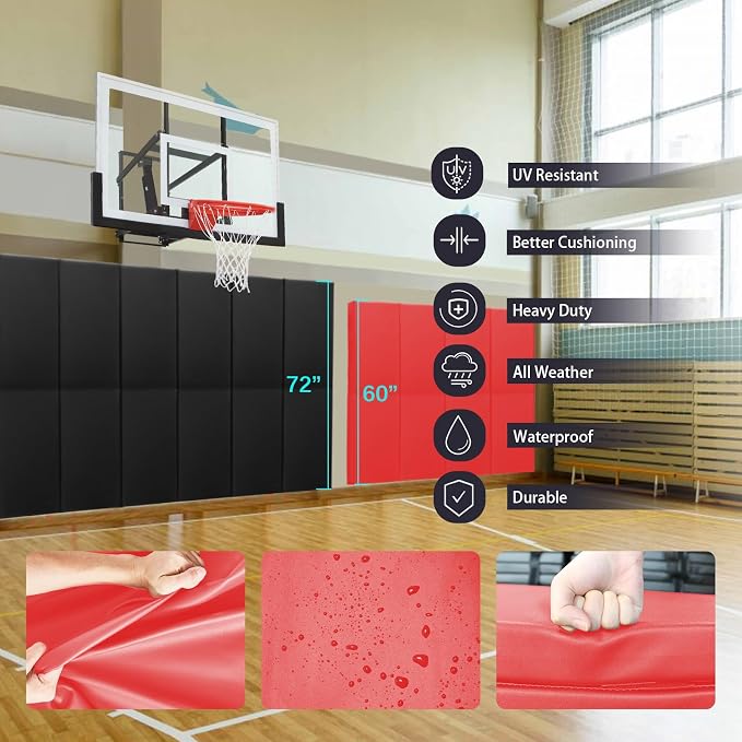 PROGOAL 60"/72" High Gym Wall Padding 2"/4" Thick Foam Basketball Court Wall - Image 4