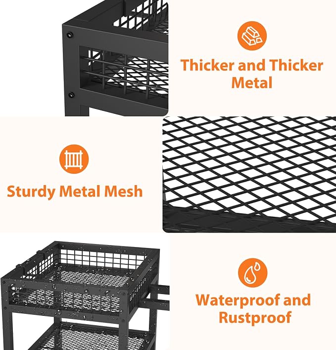 Garden Tool Organizer with Wheels-Movable Garden Tool Rack with Storage Hooks - Image 6