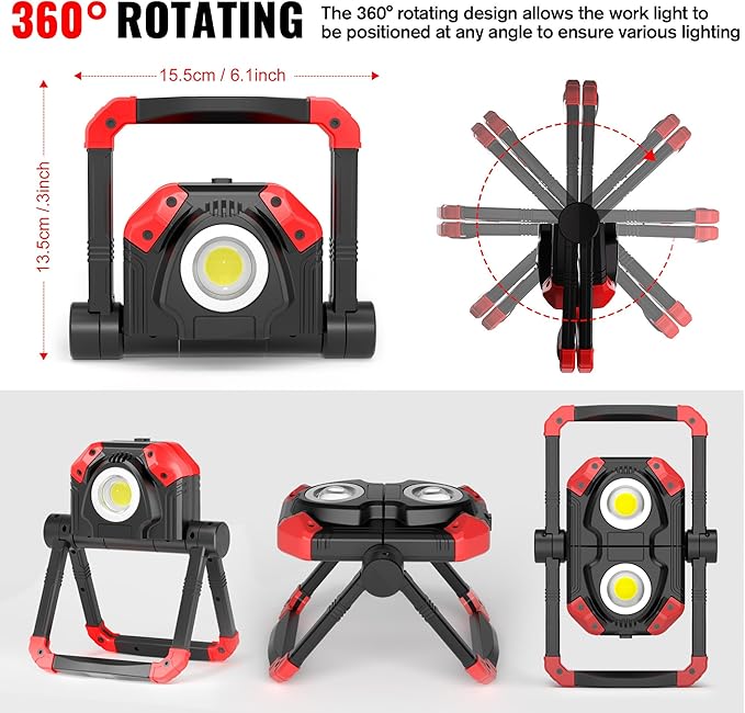 Adelante 2Pack Rechargeable LED Work Light - Image 2