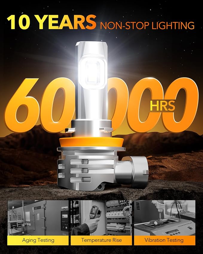 OXILAM H11 LED Bulbs, 30000 Lumens 800% Ultra-Bright, 6500K Pure White H8 H9 - Image 3