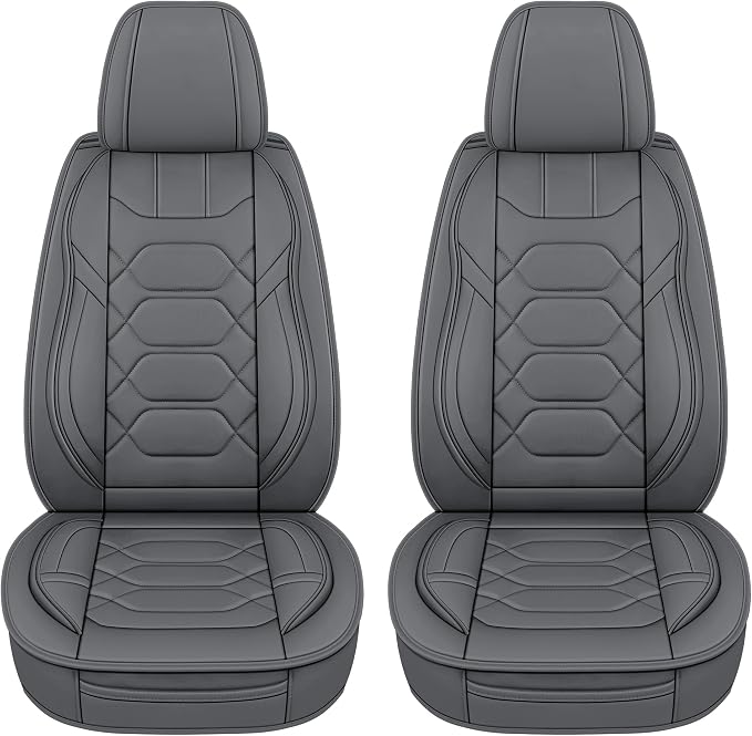 Pariitadin Leather Car Seat Covers Front Pair, Waterproof Breathable Faux - Image 3