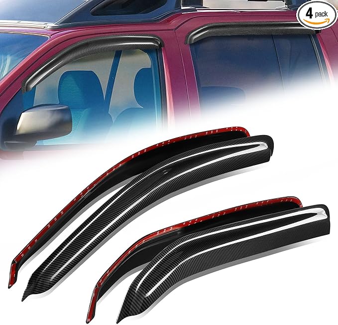 Auto Dynasty 4Pcs Carbon Fiber Pattern Window Visors Compatible by AutoDynasty