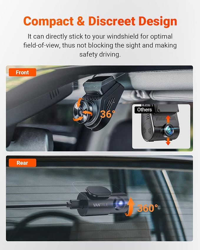 Vantrue S1 Pro Dual 1440P Dash Cam Front and Rear, Dash Camera w/2.7K, STARVIS 2 - Image 6