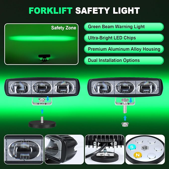 2Pcs Forklift Safety Light Green, 30W Straight Line Forklift and AGV Safety - Image 3