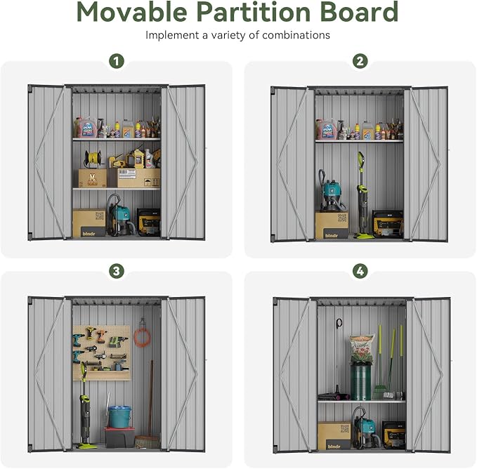 Aoxun 47x19 in Outdoor Storage Cabinet Metal Garden Shed - Image 3
