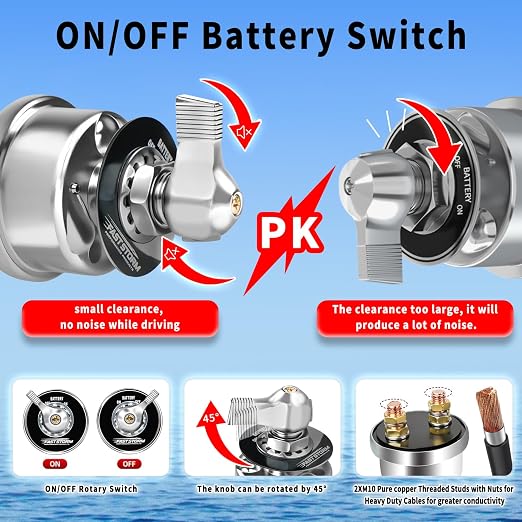 200A High Current Master Battery Disconnect Switch, 12-48V Battery Power Cut - Image 5