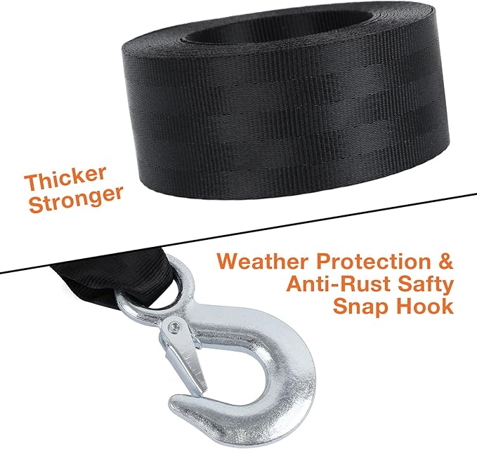 Boat Winch Strap with Safety Snap Hook 2" x 20 Ft - Image 3