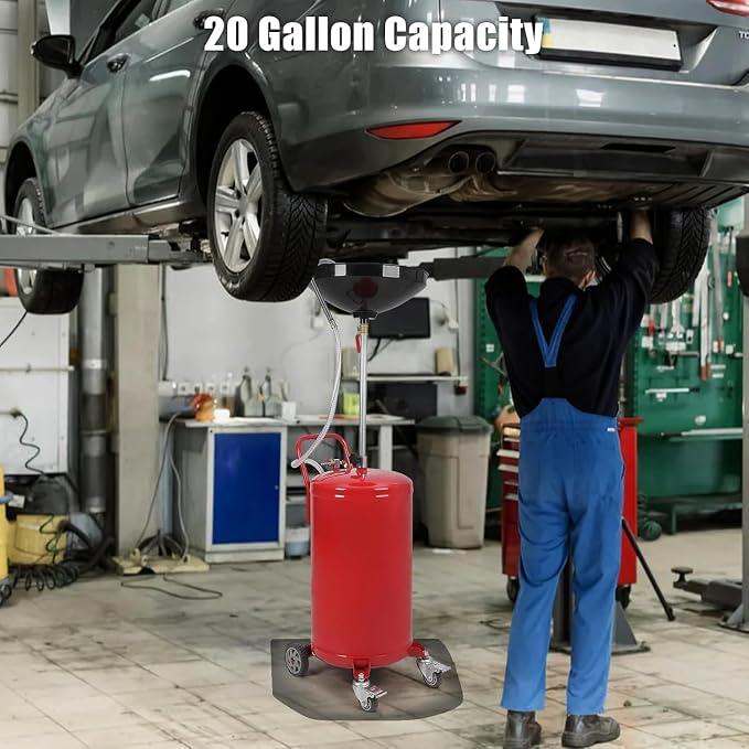 20-Gallon Waste Oil Drain Tank, Air Operated Portable Oil Drainer - Image 4