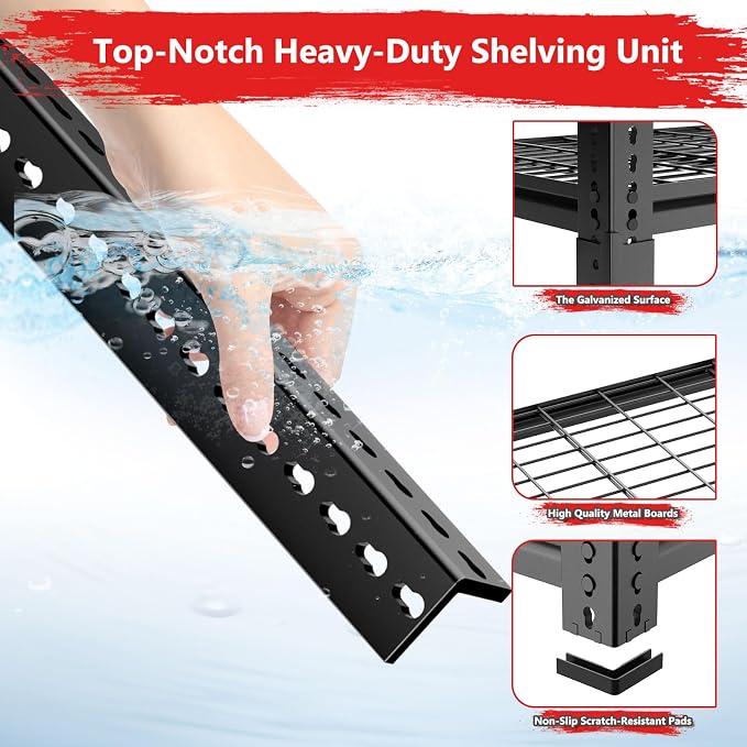 Storage Shelves 4PCS, Garage Shelving Heavy Duty 1920LBS Capacity, 4 Tier - Image 5