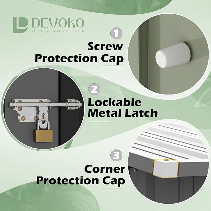 Devoko Outdoor Storage Shed 5 x 3 FT Lockable Metal Garden Shed Steel - Image 3