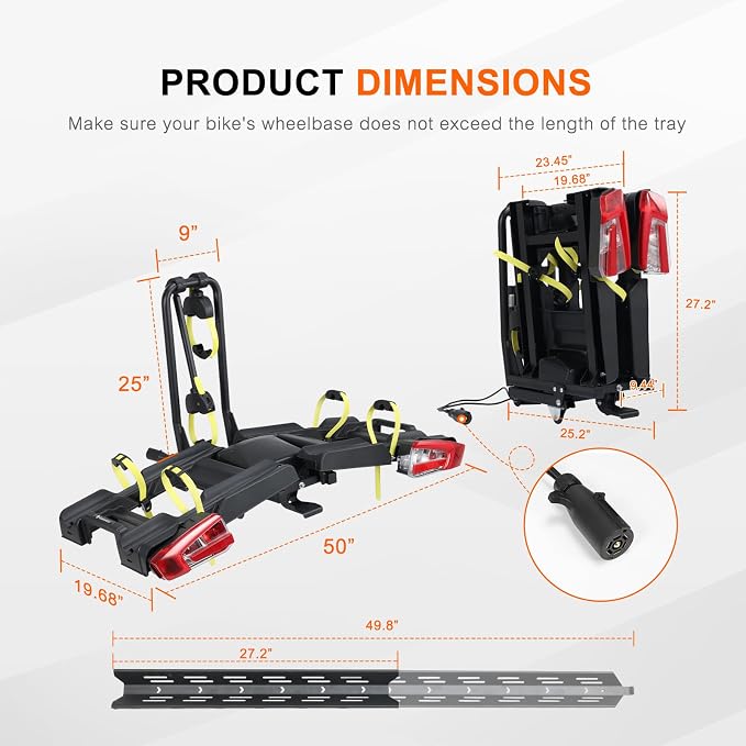 2 E-Bike Foldable Hitch Mount Bike Rack - Image 3
