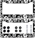 【2Pcs】 White Hibiscus Hawaii License Plate Frames Round Hole Personalise by Omw2fyb
