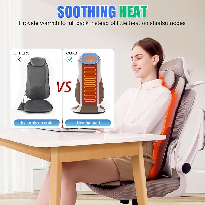 Shiatsu Back Massager with Heat, Massage Chair Pad Seat Cushion - Image 5