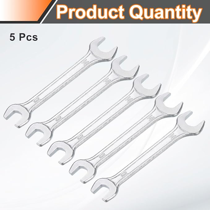HARFINGTON 5pcs Double Open End Wrench 10mm x 14mm Metric 15 Degree Offset - Image 3