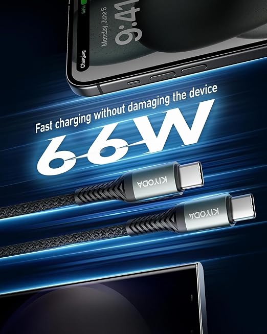 USB C to USB C Cable Coiled 3FT 2Pack, Braided Type C Charger - Image 3