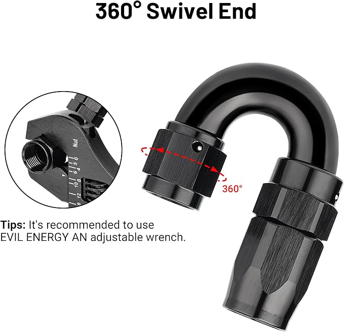 EVIL ENERGY 4AN 180 Degree One Piece Full Flow Hose End Fitting Swivel - Image 4
