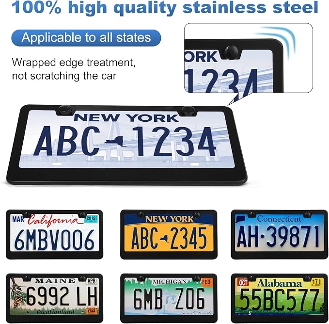 2 Pack License Plate Frames, Stainless Steel Car License Plate Cover Car - Image 4