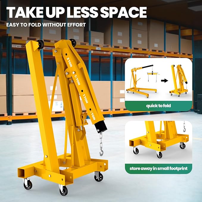 Engine Lift with Load Leveler, 2T Heavy Duty Alloy Steel Folding Cherry Picker - Image 9