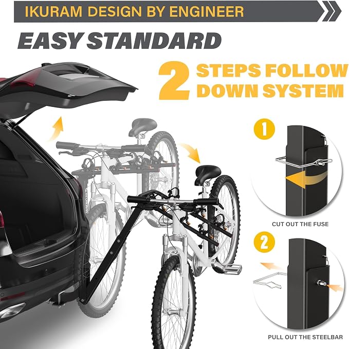 3 Bike Rack Bicycle Carrier Racks Hitch Mount Double Foldable Rack - Image 5
