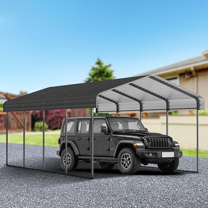 12x20 FT Metal Carport, Heavy Duty Car Port Canopy by ATOVERChristmasTree