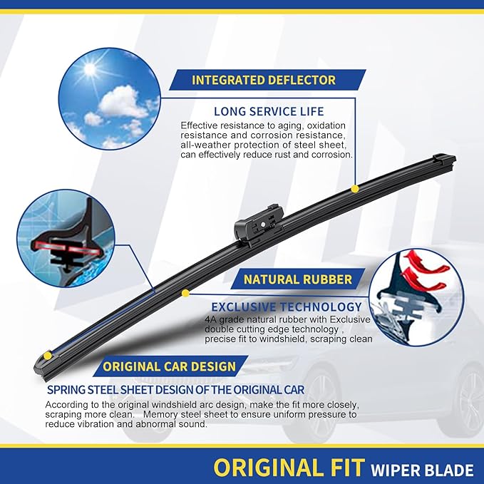 Wipers Factory Replacement For 2006-2010 VW Passat Passat CC Jetta Eos CC Golf - Image 4