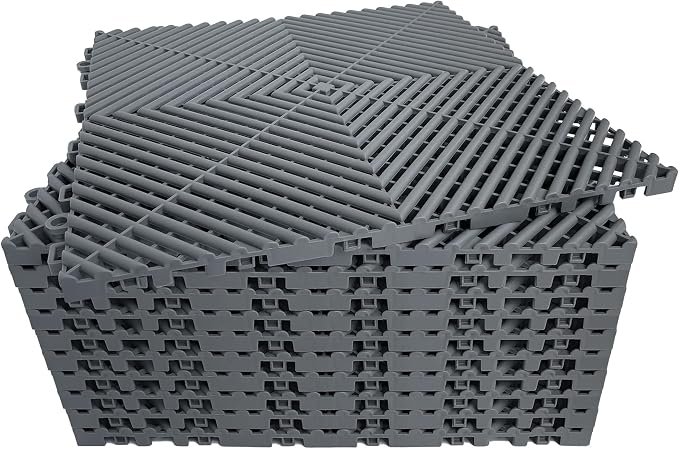 12 Pack 16"x16" Interlocking Garage Floor Tiles by HTWELL