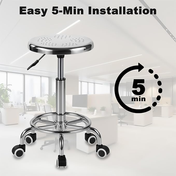 Rolling Stool, Stainless Steel Workbench, Adjustable Swivel Stool Medical 5 - Image 9