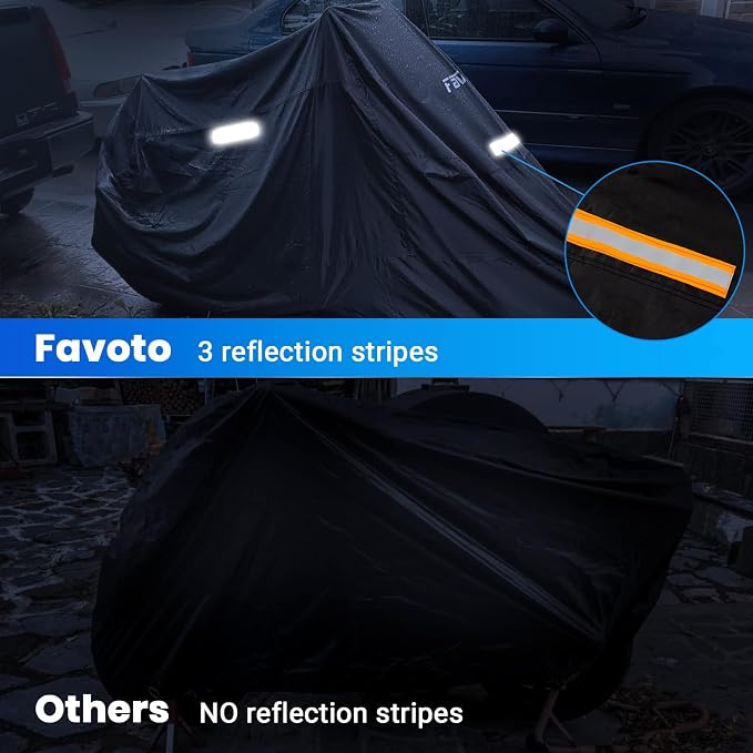 Favoto Motorcycle Cover Waterproof All Weather Universal Fits up to 108 inches - Image 4