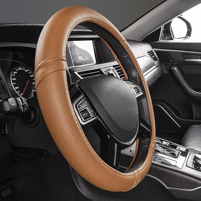Car Pass Classical Leather Automotive Universal Steering Wheel Covers, - Image 4