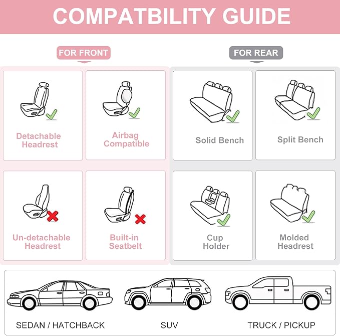 Car Seat Covers Full Set, Front and Rear Seat Covers - Image 5