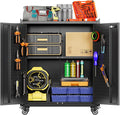 Metal Storage Cabinet with Wheels, Rolling Storage Cabinet with 2 Doors and by SUXXANFurniture