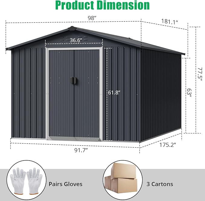 8 X 15 Ft Outdoor Storage Shed, Spacious Garden Tool Sheds - Image 5