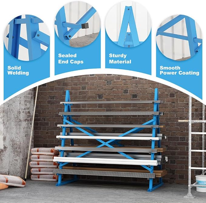 Yeeoy Steel Horizontal Storage Rack, 7 Tier Detachable Lumber Storage Rack - Image 5