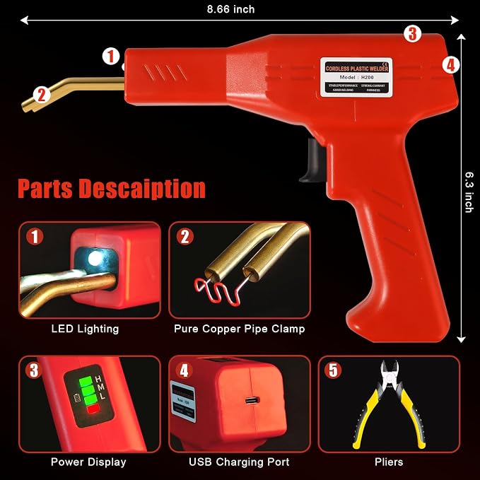 Upgraded 220W Cordless Plastic Welder, USB Rechargeable Cordless Car Bumper - Image 7